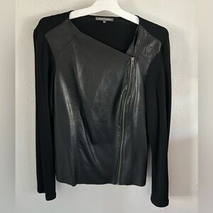Michael Stars Leather Mixed Media Moto Jacket